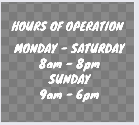Hours of Operation Decal